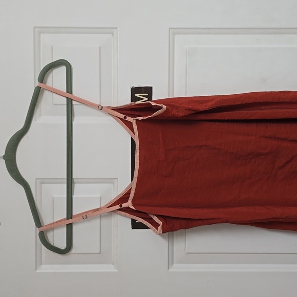 LACAUSA Women's Easy Slip Dress Ruffle Hem Orange - Picture 6 of 12